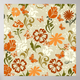 Póster Bonito Patrón floral moderno