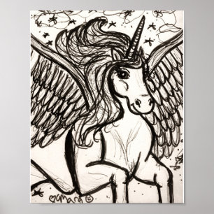 Póster Bonito Pegacorn en vuelo