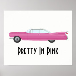 Póster Bonito personalizado en un auto rosa retro rosado