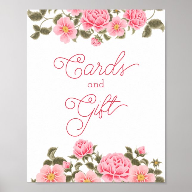PÓSTER BONITO PINK ROSAS SALVAJES TARJETAS Y REGALOS (Frente)