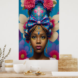 Póster Bonito princesa con gran gorra de arco