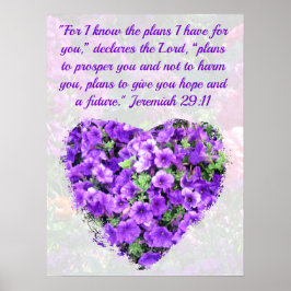 PÓSTER BONITO PURPLE FLORAL JEREMIAH 29:11 BIBLIA VERSE