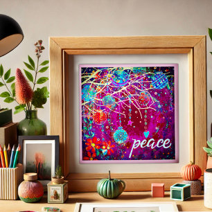 Póster Bonito Púrpura Festividad Ornamentos Paz