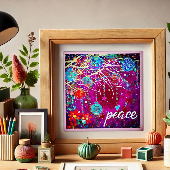 Póster Bonito Púrpura Festividad Ornamentos Paz (Subido por el creador)