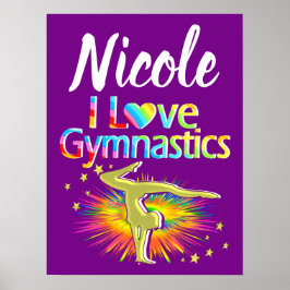 PÓSTER BONITO PÚRPURA ME ENCANTA EL DISEÑO DE GIMNASTICAS