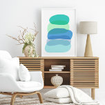 Póster Bonito Resumen de formas geométricas en azul y ver<br><div class="desc">Este bonito diseño de arte moderno presenta formas orgánicas abstractas y divertidas en una paleta de colores bonitos verde azulados,  azules y verdes.</div>
