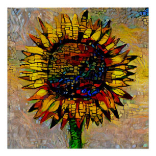 Póster Bonito Resumen Pintura de girasol