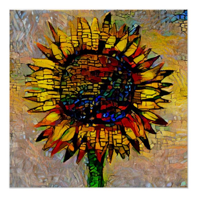 Póster Bonito Resumen Pintura de girasol (Anverso)