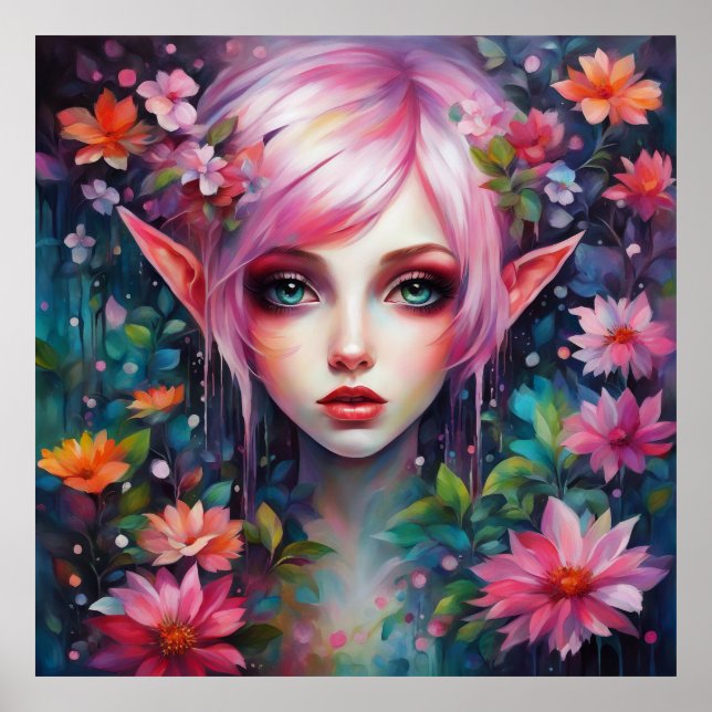 Póster Bonito Rosa Elf (Frente)