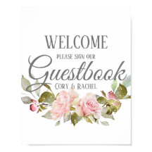 Bonito Rosa Rosa Bouquet Boda Poster de Rótulo