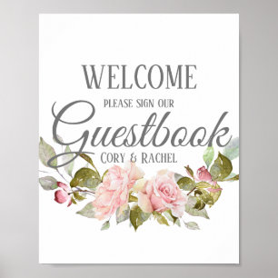 Póster Bonito Rosa Rosa Bouquet Boda Poster de Rótulo