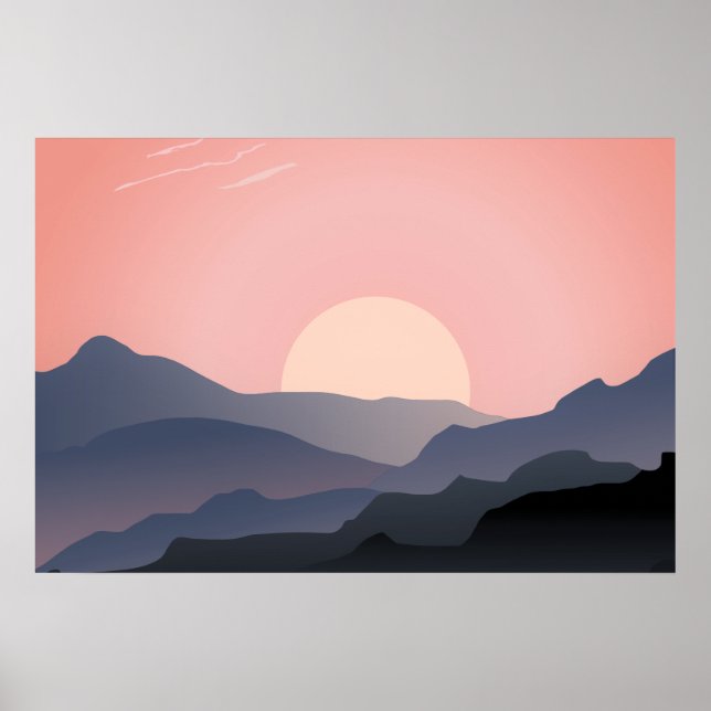 Póster Bonito Rosa Sunrise (Frente)