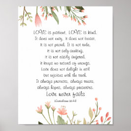 Póster Bonito simple Flores rosas Boda cristiana