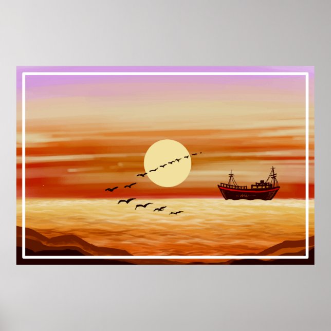 Póster Bonito Sunset Sceneration Fondo Decorativo (Frente)