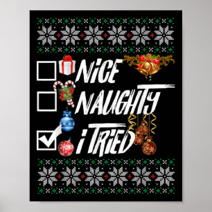 Póster Bonito Travieso Divertido Navidad Xmas Intenté Grá