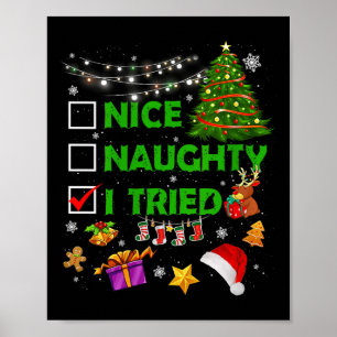 Póster Bonito Travieso Intenté Luz De Árbol De Navidad Di