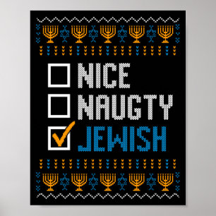 Póster Bonito Travieso Judío Feo Jersey de Navidad Divert