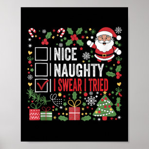 Póster Bonito Travieso Lo Juro Intenté Divertida Navidad 