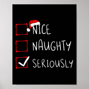 Póster Bonito travieso Navidades serios lista Navidad San