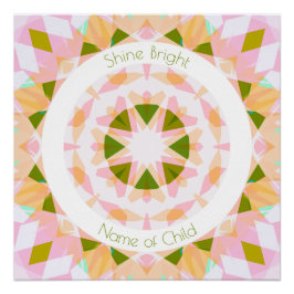 Póster Bonito Verde Rosa Brillo Luminoso Estrella Nursera