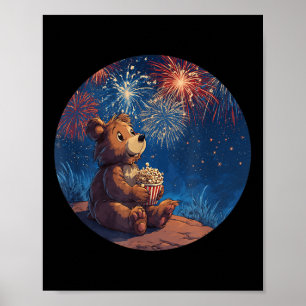 Póster Bonito Vestido De Fuego De Palomitas Con Oso Cubie