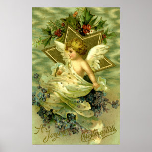Póster Bonito Vintage Christmas Cherub