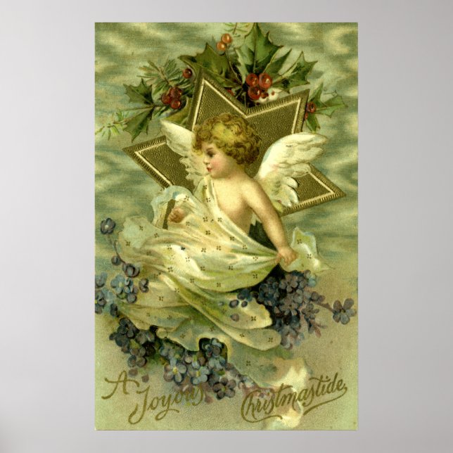 Póster Bonito Vintage Christmas Cherub (Frente)
