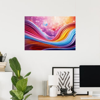 Póster Bonito y colorido Wavy Lines Wall Art Design