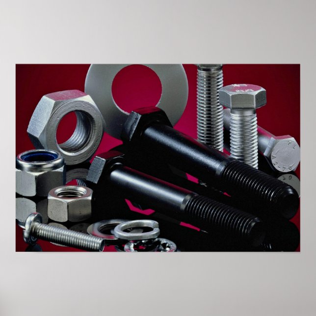 Póster Bonitos elementos de fijación industriales (Frente)