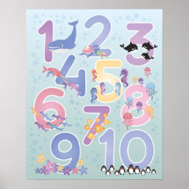 Póster Bonitos Ilustraciones de animales marinos número u