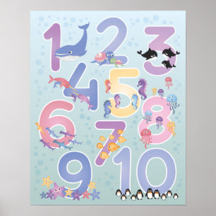 Póster Bonitos Ilustraciones de animales marinos número u