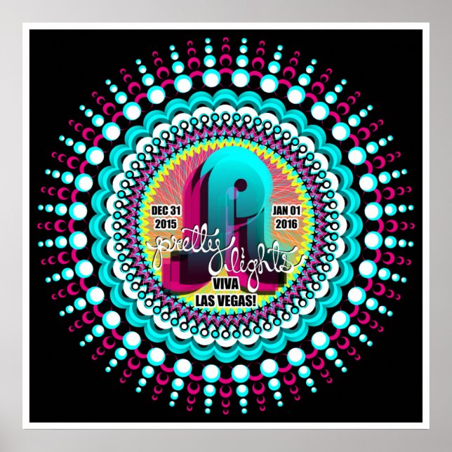 Póster Bonitos Luces NYE Poster Las Vegas 2015 (Frente)