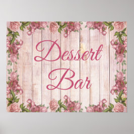 Póster Bonitos rosados Rótulo Rosa Bar Poster Floral