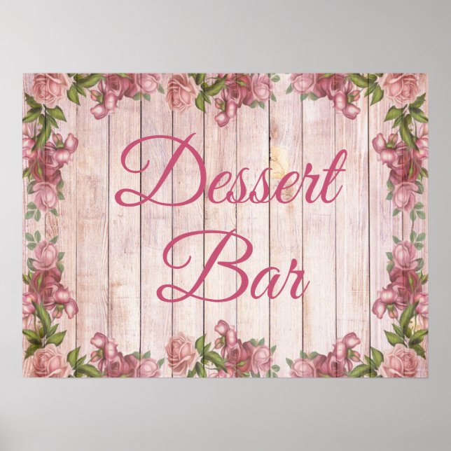 Póster Bonitos rosados Rótulo Rosa Bar Poster Floral (Frente)