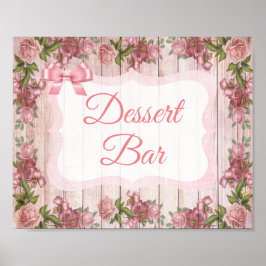 Póster Bonitos rosados Rótulo Rosa Bar Poster Floral