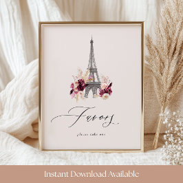 Póster Bonjour Bébé Baby Shower Favor Table Rótulo