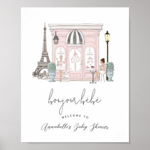 Póster Bonjour Bébé Café Francés París Fiesta de Bebé Bie