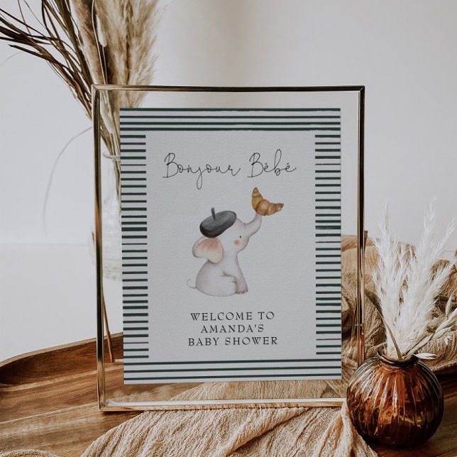 Póster Bonjour Bebe French Elephant Welcome Baby Shower (Subido por el creador)