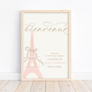 Póster Bonjour Bébé Rosa París Letrero de Bienvenida Torr