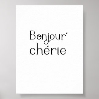 Póster Bonjour Chérie - minimalistic typography poster
