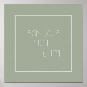 Póster Bonjour Mon Chéri - Hola Darling - Saludo francés