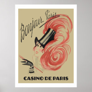 Póster Bonjour Paris ("Casino de París" anuncios antiguos