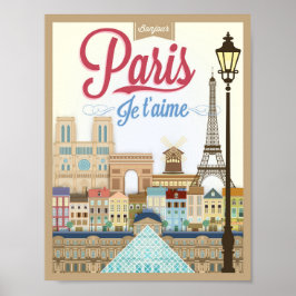 Póster Bonjour Paris Travel