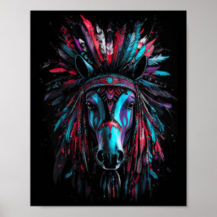 Póster Bonnet Horse Regalo de la Guerra Indígena Nativa