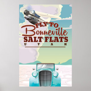 Póster Bonneville Salt Flat Utah poster de viaje vintage