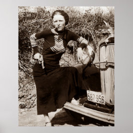 Póster Bonnie Parker Fumar un puro blanco negro 1933
