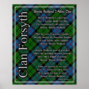 Póster Bonnie Scotland I Adore The Clan Forsyth Tartán