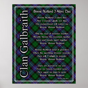 Póster Bonnie Scotland I Adore The Clan Galbraith Tartán