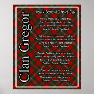 Póster Bonnie Scotland I Adore The Clan Gregor Tartán