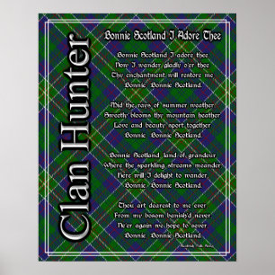 Póster Bonnie Scotland I Adore The Clan Hunter Tartán